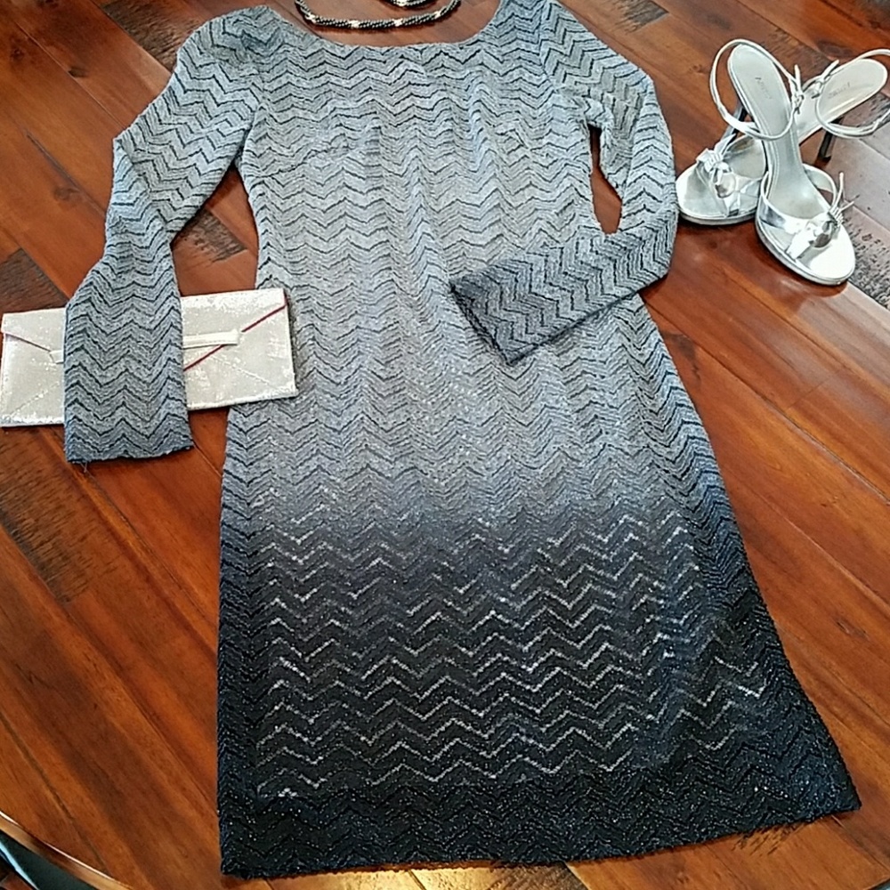 JS Collections Silver-Black Lace Dress